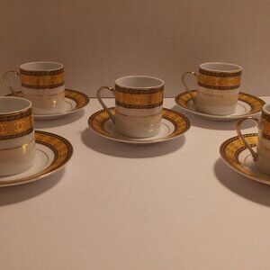 Bavaria German MCS TIGER YEDI DEMITASSE CUPS SAUCERS SET 5 Prozellanfabrik